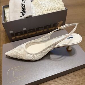 Lola Cruz Alberta Lace Kitten Heels